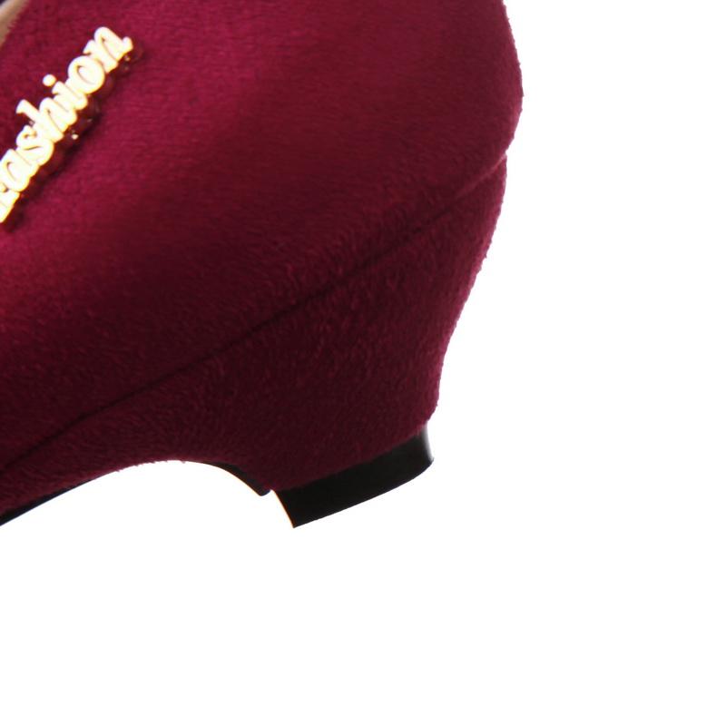 Moda Casual Sapatos de Salto Baixo Feminino Bombas Moda Flock Vermelho Cinza Preto Salto Alto Festa Escritório Casamento Sapatos Femininos Tamanho Grande 48 Conforto