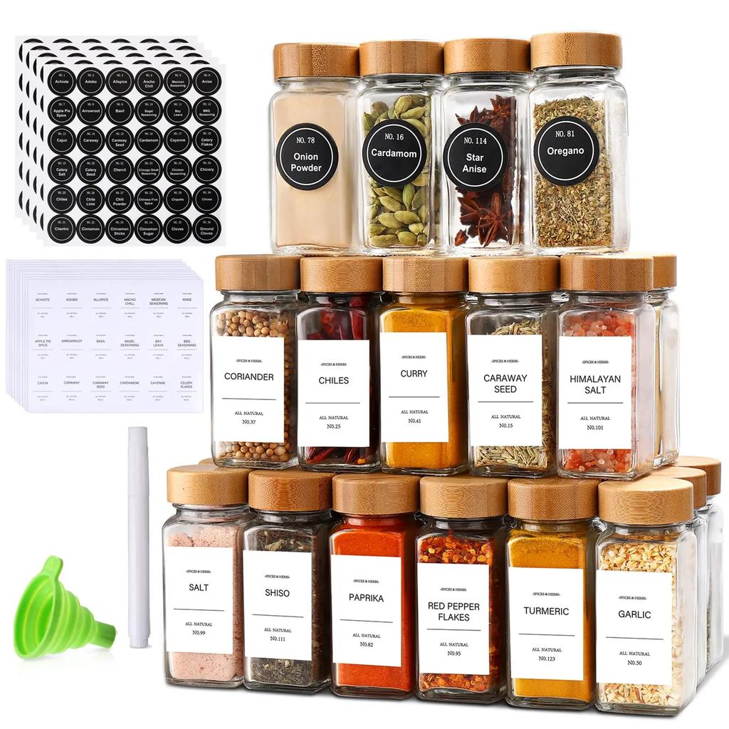 Square Seasoning Containers 40oz Rosewood Pepper Shaker Seasoning Jar 24 Individual Glass Seasoning Jars 120ml
