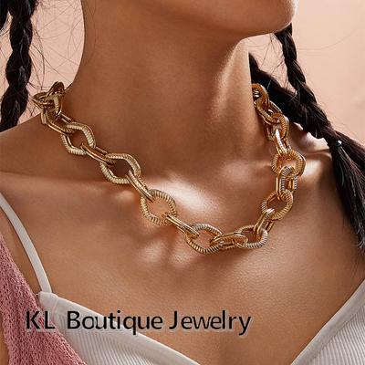 Fashion Exaggerated Punk Style Ladies Geometric Stitching Thick Chain Necklace