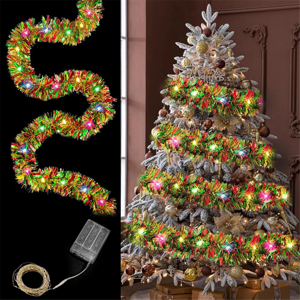 

Новогодняя гирлянда 2025 года - 16-футовая металлическая блестящая мишура со светодиодными лампами для украшения елки - для рождественской вечеринки в помещении и на открытом воздухе 5M 50LED разноцветный