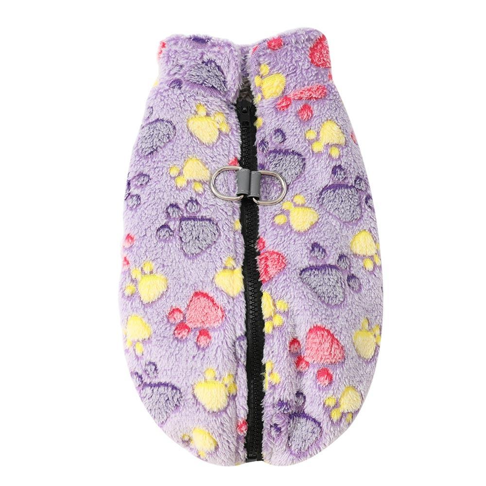 

Cute Fleece Winter Dog Clothes Warm D-ring Dog Coat Jacket Soft Thicken Dog Outfits Chihuahua XS фиолетовый
