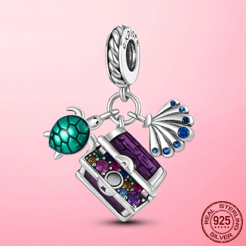 Summer Ocean Treasure Starfish Turtle Dolphin Octopus Charm Accessories Bracelets Pendant Original Copper Diy Jewelry Making