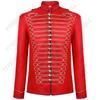 Jaqueta Masculina Medieval Steampunk Hussardo Banda Marcial Tambor Militar Casaco de Desfile Fantasia Cosplay