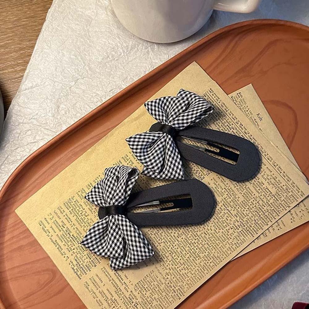 Haarspange für Pony Polyester Schleife Haarspange Legierung Elegante Karomuster Schleife Haarnadel Einfarbige High-End Koreanische Haarspangen Damen