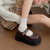 Retro braune britische Stil Plateau erhöhende kleine Lederschuhe Damen 2025 neu Herbst Rock Mary Jane Einzelschuhe