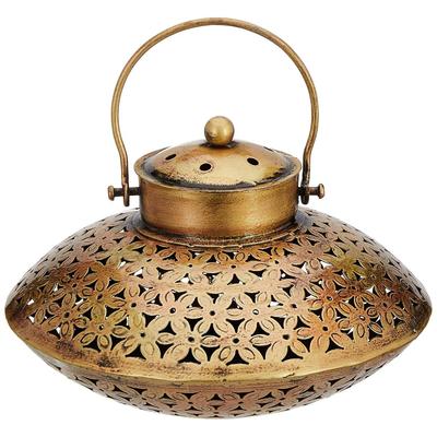 Iron Degchi Doop Stand & Tealight Candle Holder for Home Decor (Netted Style), Gold