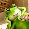 Huiswarmingscadeaus voor Tuiniers Schattige Liggende Kikker Plantenbak, Decoratieve Hars Plantenpot, Grappig Dier Tuinbeeld Container Succulenten Binnen