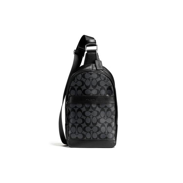 New COACH Charles PVC Crossbody Bag Sling Bag Small Men's Black Gray 54787-CQBK
