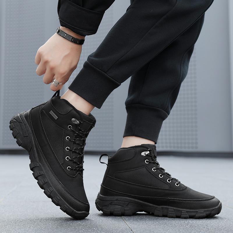 TUINANLE Men's High Top Casual Hiking Shoes - Autumn/Winter Wear-Resistant Trendy Sports Footwear Plush Boots