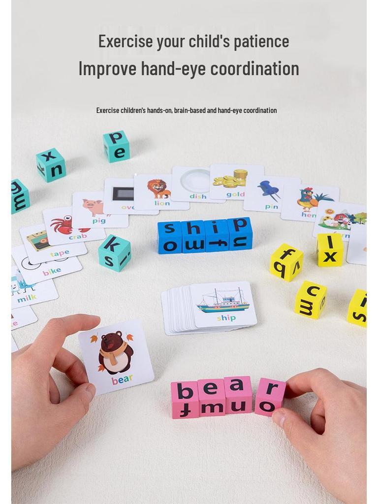 Kids' Spelling Puzzle: Wooden Alphabet Block Game for Early Learning and Intellectual Development