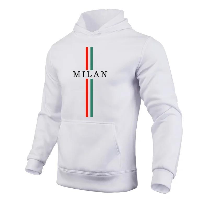 Milan Printed Men's Hoodies High Quality Hooded Long Sleeved Pullover Male All Season Daily Casual Sports Fitness Sweatshirts