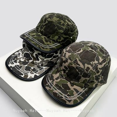 Neue Herren Damen Camouflage Lederkante Baseballkappen Sonnenschutz Amerikanischer Retro Vielseitige Persönliche Schirmmützen Nischenmode Straße