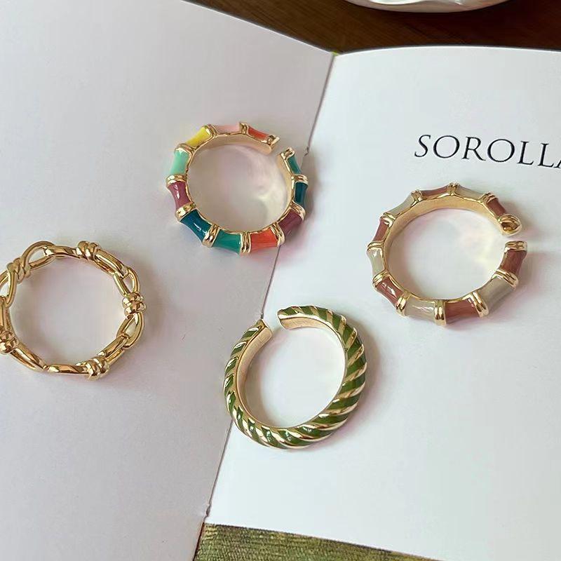 Anello Dopamina da Donna Design di Nicchia Unico Orecchini di Alta Gamma Smalto Decorativo Anello Dito Indice Arcobaleno