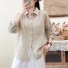 Literary and casual style double-layer cotton yarn pure cotton shirt spring and autumn new Japanese simple retro versatile long-sleeved shirt women