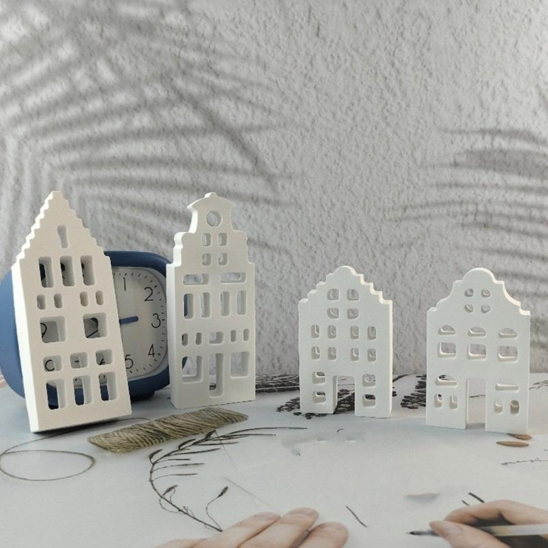 Plaster Canal House Figurines Mold Versatile Plaster Accessory Mould Set for Crafting Canal House Display Ornaments