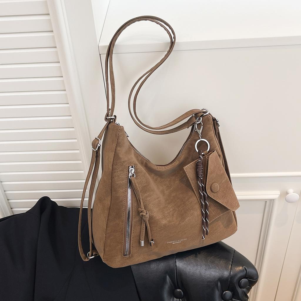 1Pc 2026 New Fashionable Versatile Retro Foreign Style Underarm Bag Solid Color Texture Shoulder Messenger Bag
