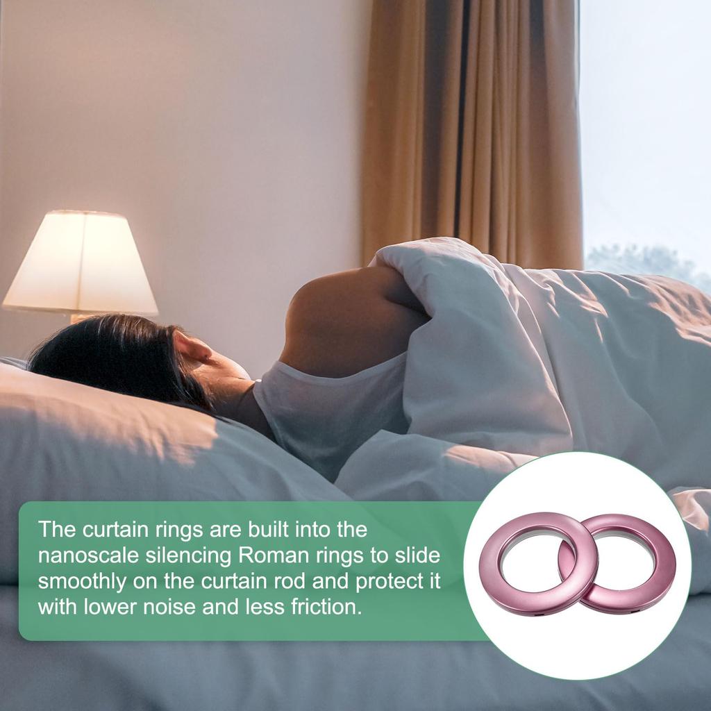 METERXITY Curtain Inner Diameter Plastic Curtain Ring Clips Eyelet Nanoscale Quiet Roman Rings for Home Drapery Grommets 25-Pack Grommets, 1-9/16"