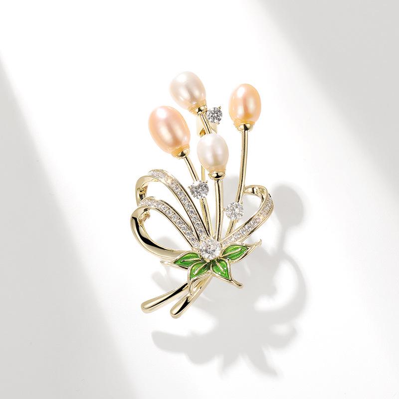 Bo Xin Yun Elegant Freshwater Pearl Flower Brooch - High-End Corsage Accessory  Gift