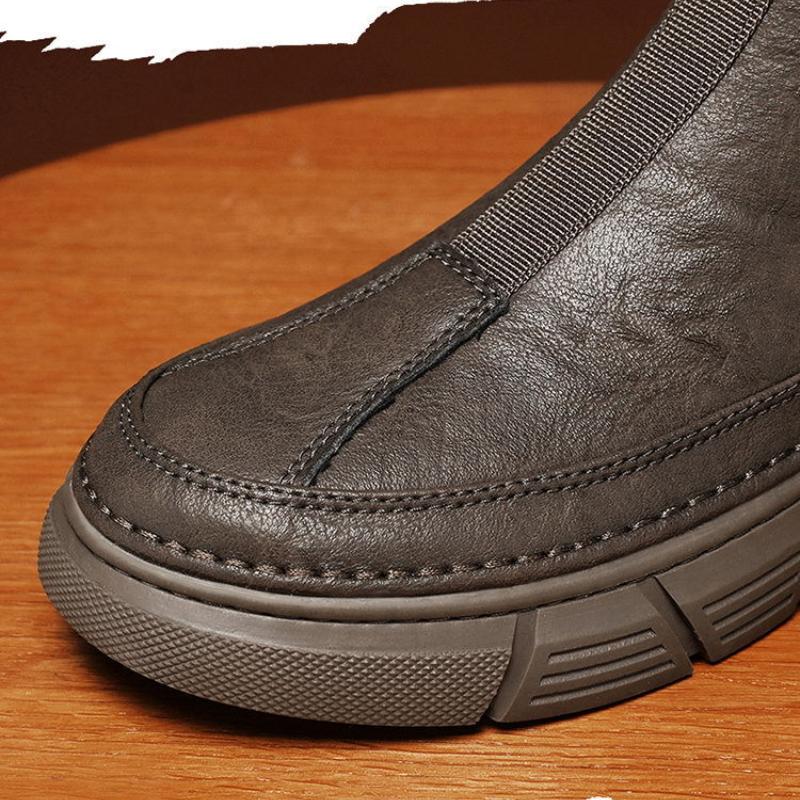 Pánské módní kožené boty Lehké Vodotěsné Pánské boty Outdoorové Ležérní Trekové boty Protiskluzové Zip Motocyklové Kotníkové boty