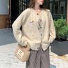 Sweet Round Neck Color Button Dog Pattern Long Sleeve Sweater Cardigan Women Spring Autumn Winter Korean Versatile Top