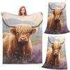 Scottish Highland Cow In Heather Blanket Flannel Sofa Throw Blanket Super Soft for Home Bedroom Office Throws Bedspread Quilt