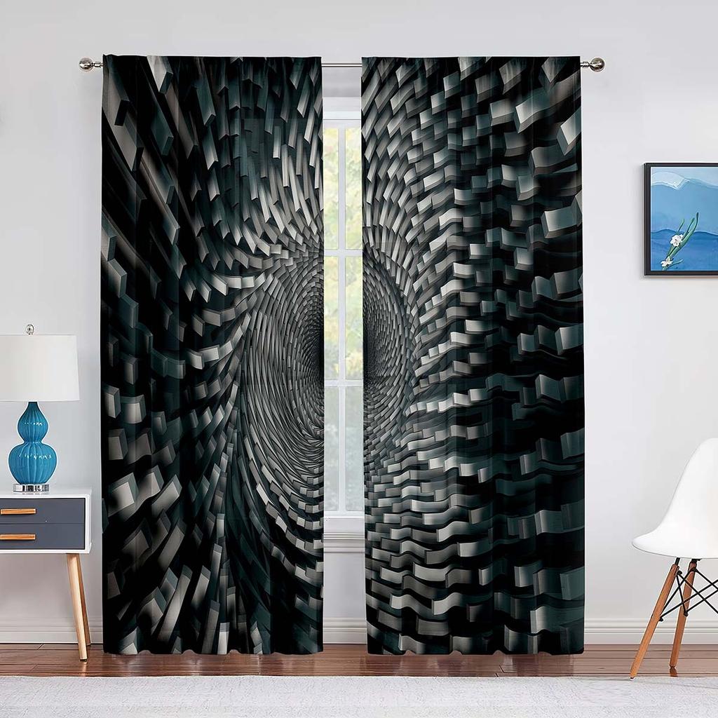 Dungi abstracte iluzie optică alb negru perdea din voal transparent pentru sufragerie dormitor perdele moderne din tul draperii