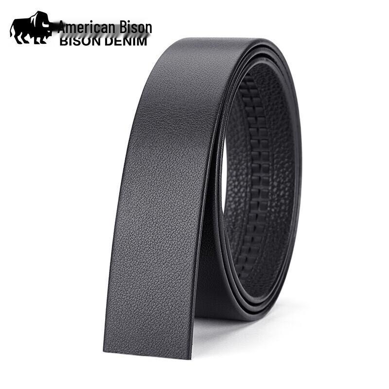 Men s American Bison Leather Automatic Buckle Belt 115-125cm (Adjustable)