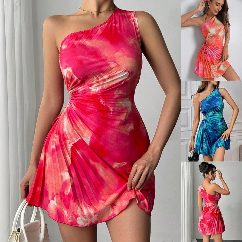 Women's Sexy Spice Style Print Pleated Dress