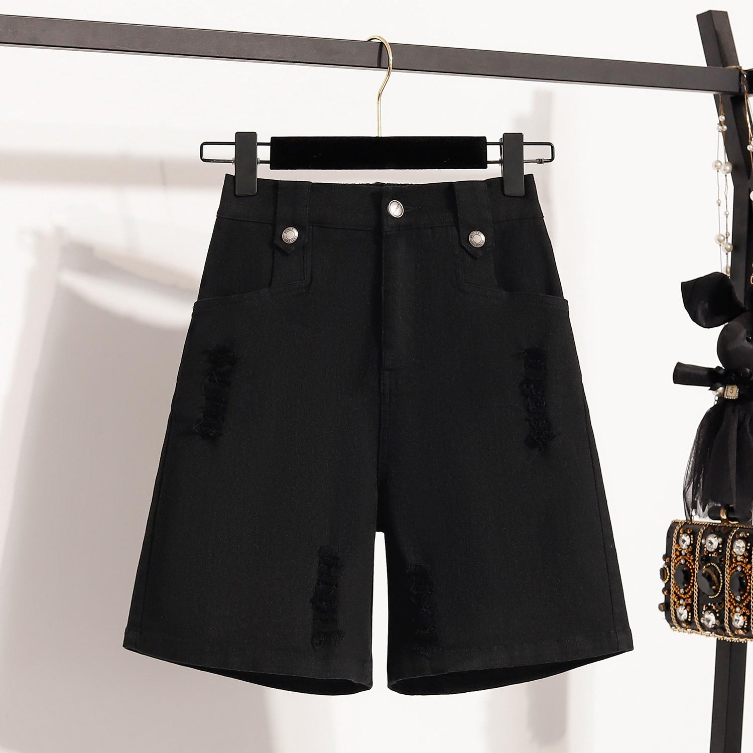 

DIMANAF Плюс Размер Женские шорты Брюки Летние свободные короткие джинсы Базовые брюки с высокой талией и дырками Эластичный пояс Макси XL бежевый