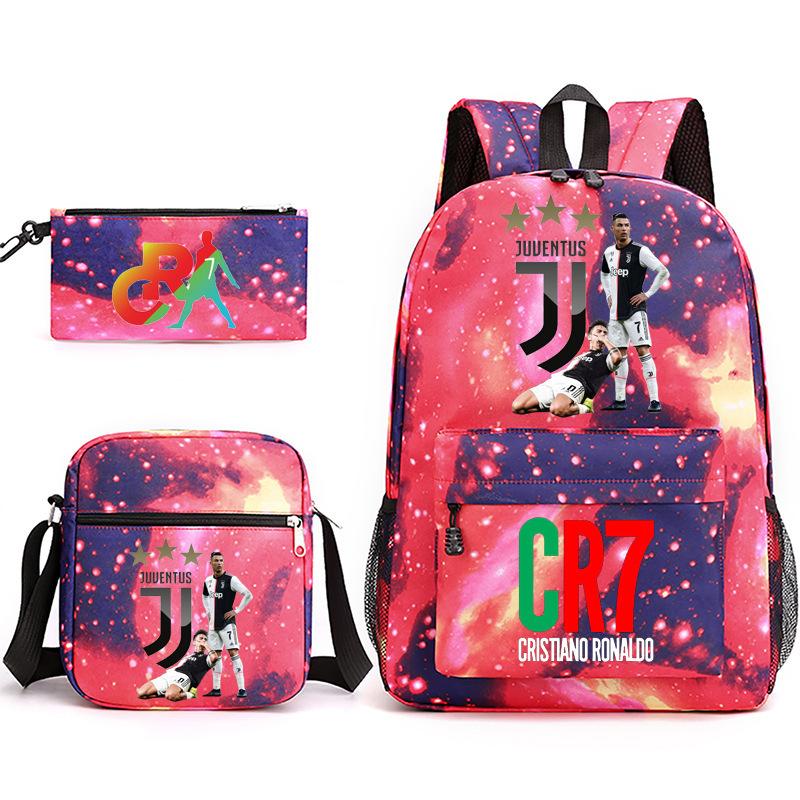 Mochila escolar de gran capacidad con correa para el hombro; set de tres piezas para estuche de lápices de estudiante