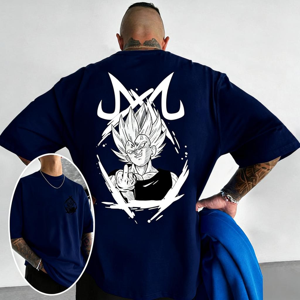 Heavy Cotton Dragon Ball Z Sun Wukong Anime Direct Spray Printing Versatile Loose Plus Size Tshirt Short Sleeve Mens Trendy
