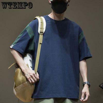 Herren Sommer Gespleißtes Rundhals Kurzarm Oberteil Atmungsaktiv und Schweißabsorbierend Pullover Locker Lässig Studenten Kurzarm T-Shirts