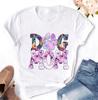 Women's Large Size Short Sleeve Crewneck T-Shirt Cartoon Hand-Painted Dog Paw Print Warm Polyester Fabric Summer Fashion