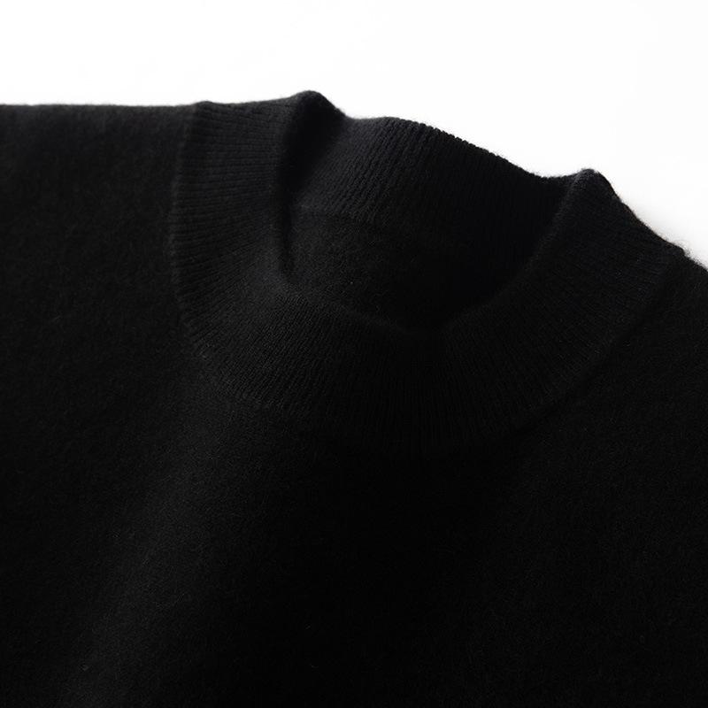 Men's Cashmere Half-High Neck Thick Knit Casual Pullover Sweater