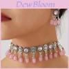 Ethnic Style Vintage Necklace Set With Water Diamond Pendant For Women