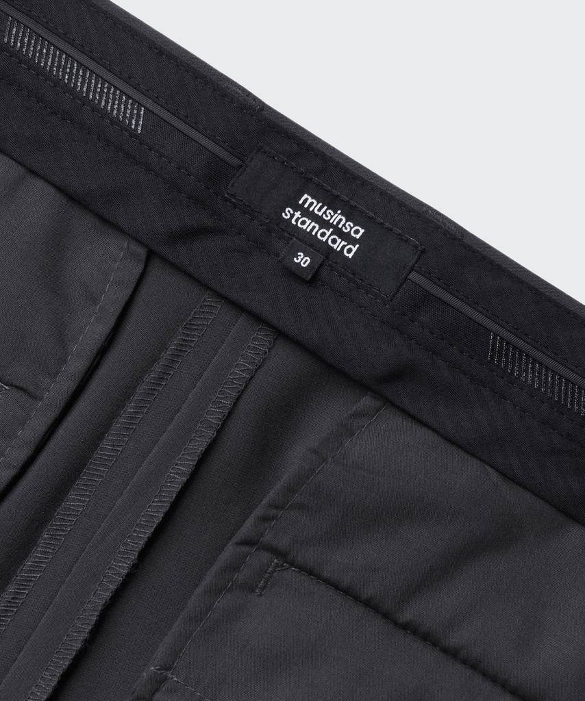 MUSINSA STANDARD [Cooltandard] Tapered Hidden Banding Crop Slacks [Gunmetal]