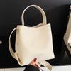Korean new niche ins style simple lychee pattern texture portable bucket bag versatile casual foreign style messenger bag