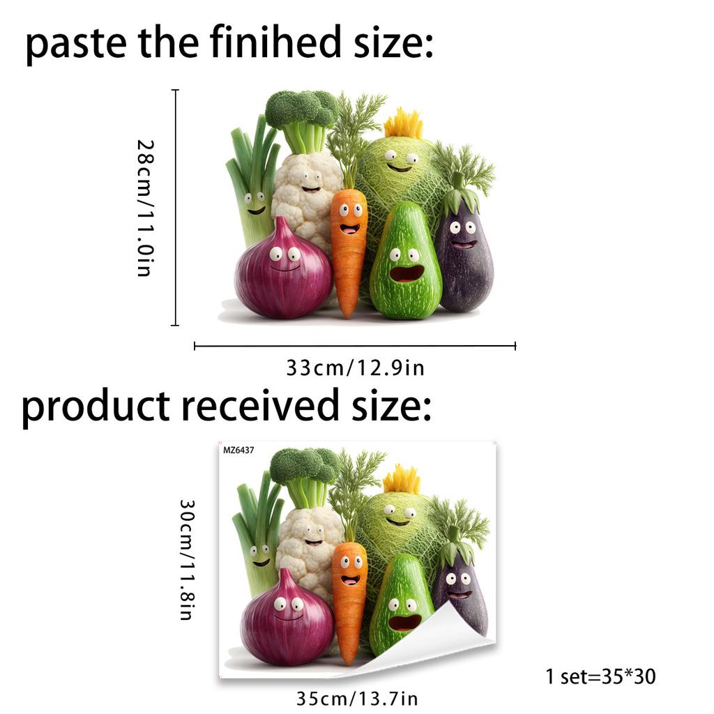 Smiling Vegetables Self Adhesive Wall Sticker for Kitchen Cabinet Fridge Dining Room Door Home Decor
