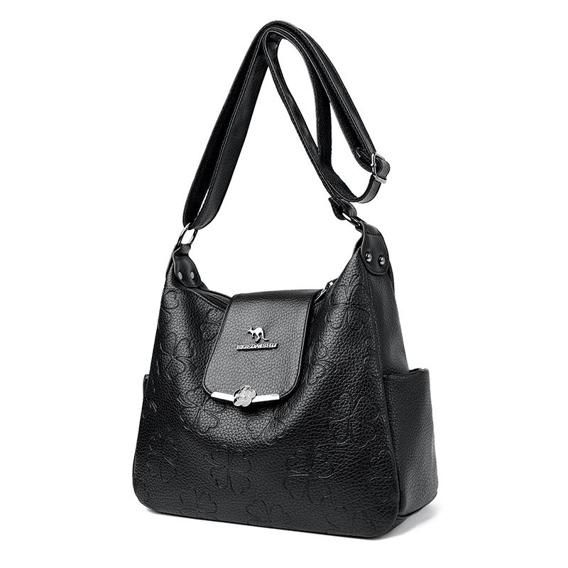 Soft Leather Large Capacity Crossbody Bag Women's Shoulder Bag Middle-aged Mother Bag