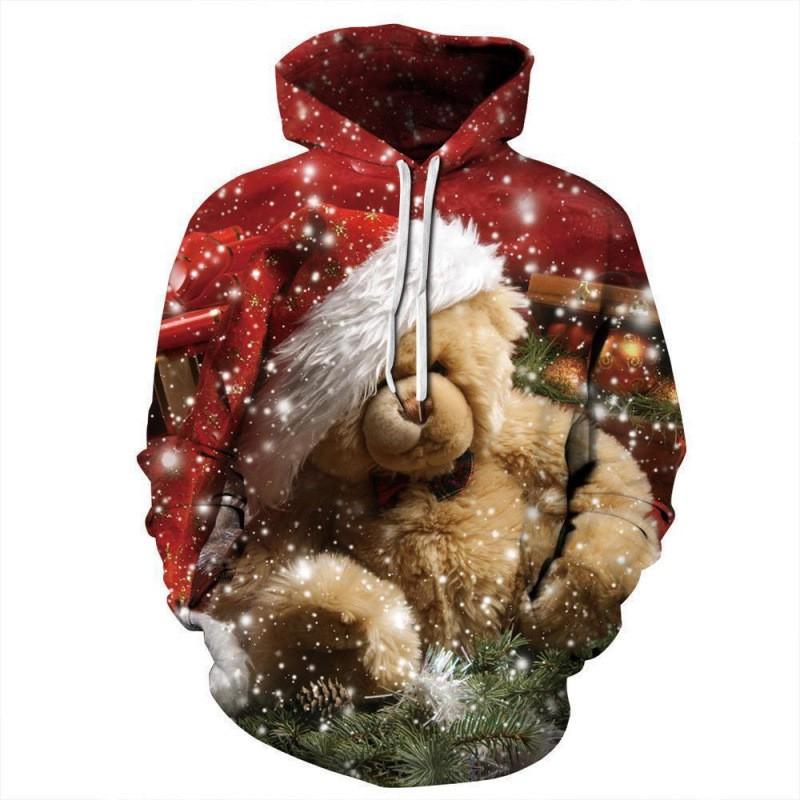 Christmas Halloween Cat Selfie 3D Print Hoodie Couples Casual Loose Fit