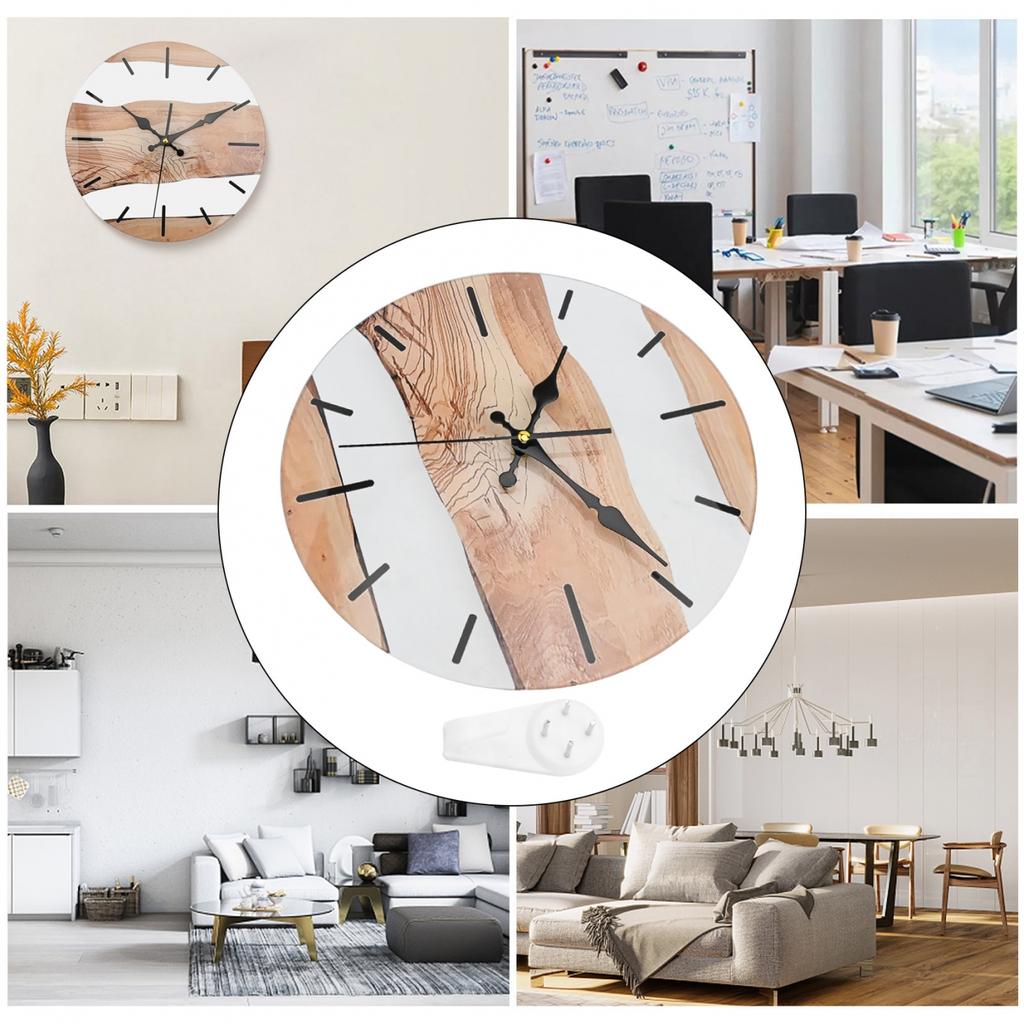 Härdat Glas Klocka Vintage Väggklocka Trä Tyst Väggklocka Heminredning