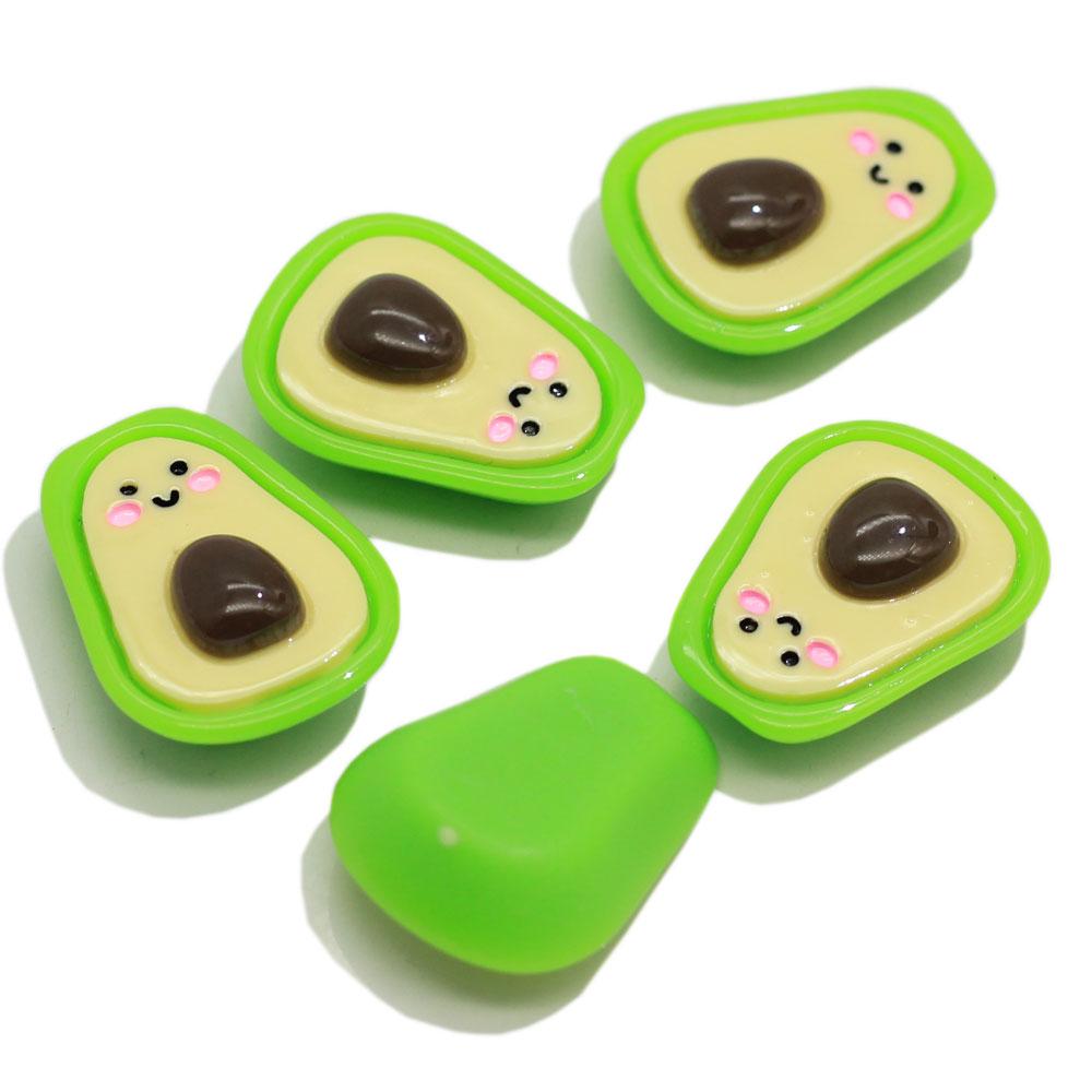 Kawaii Cartoon Avocado Flatback Resin Cabochons for Slime Charms Hair Bow Centers DIY Scrapbooking Decor