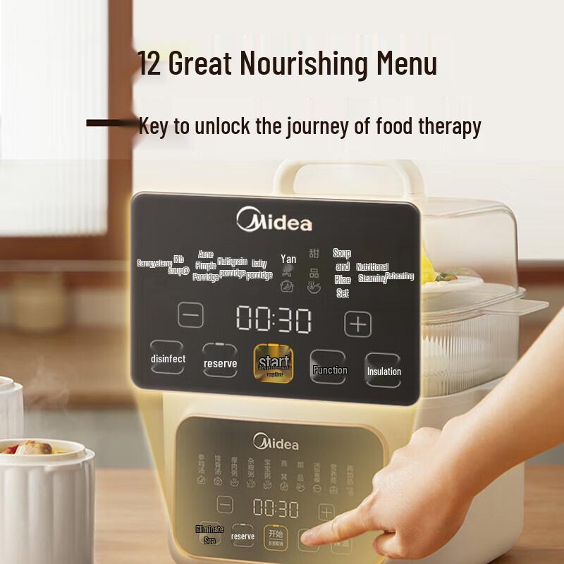 Midea 2.5L Electric Stew Pot with Steamer CN plug (adapter included)