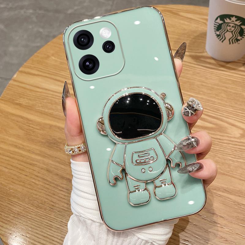 For OPPO Reno 15 Pro 15F Case Shining Astronaut Spaceman Bracket Holder Design Soft Plating For OPPO Reno 15F 15 Pro Back Cover