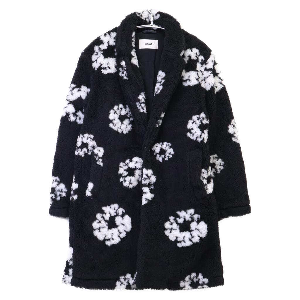 Saint Michael ×Denim Tears SM-YS1-0000-C51 Black Boa Coat Coat M blackUsed