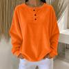 Women's Casual Long Sleeve Button Down Round Neck Loose Fit Top