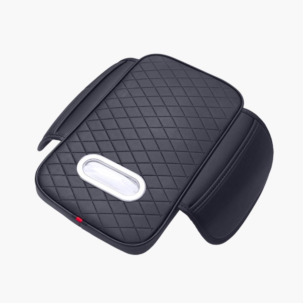 

Dust-proof Car Armrest Cover Height Pad 2 Pockets Armrest Box Storage Bag Elbow Support Plaid-Black