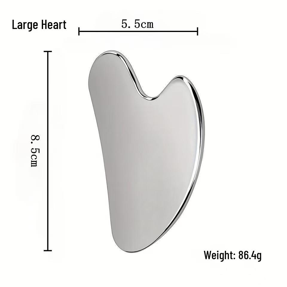 Heart-Shaped Stainless Steel Gua Sha Board for Facial Firming and Lifting Massage – Large Size, Multifunctional Fascia Tool.