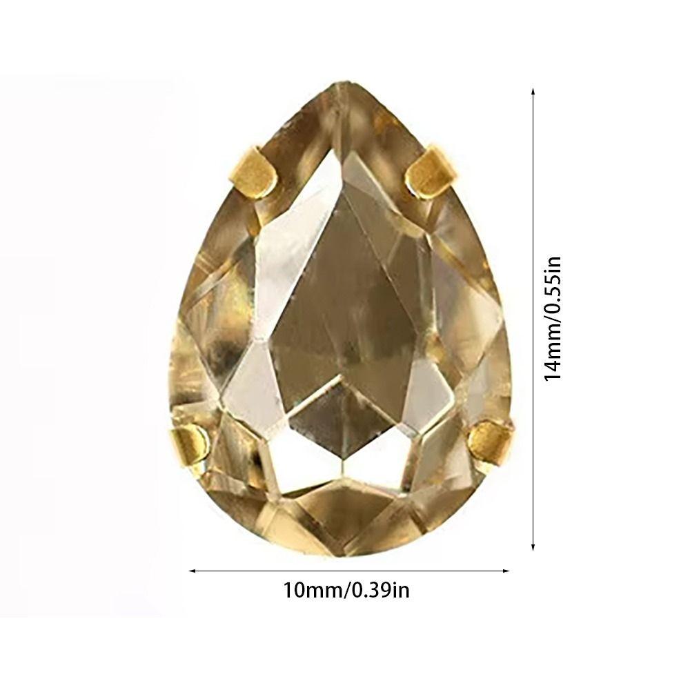 50Pcs/Pack Teardrop Shape Glitter Sewing Rhinestones Diamond Beads Ornament  For Needlework