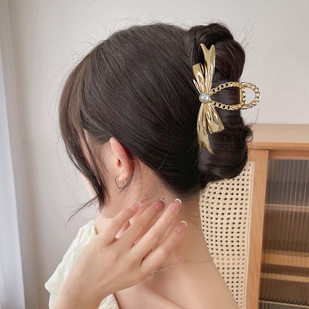 Pinza a morsetto in metallo ad alto livello con fiocco per capelli 2024 per donna: Pinza per Capelli a Forma di Squalo, Grande, Elegante, Stile Freddo, per la Nuca